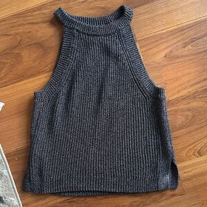 Madewell Gray Ribbed Knit Sleeveless Top
